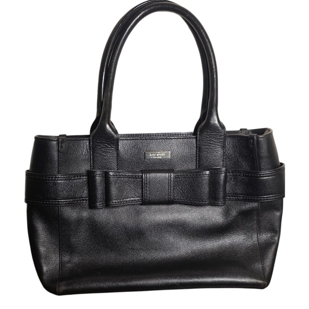 Kate Spade Quinn Villabella Avenue Bag Black Leather Bow Polkadot Lining Satchel